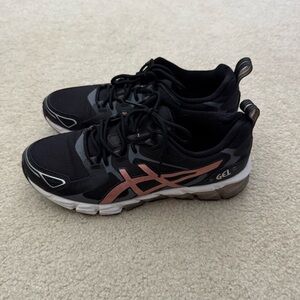 ASICS Black and Rose Gold Gel Running Shoes